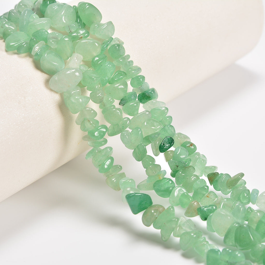 Green Aventurine Smooth Loose Chips Beads 7-8mm - 34" Strand