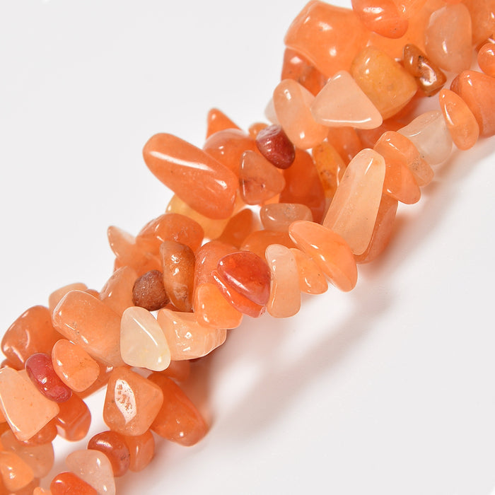 Red Aventurine Smooth Loose Chips Beads 7-8mm - 34" Strand