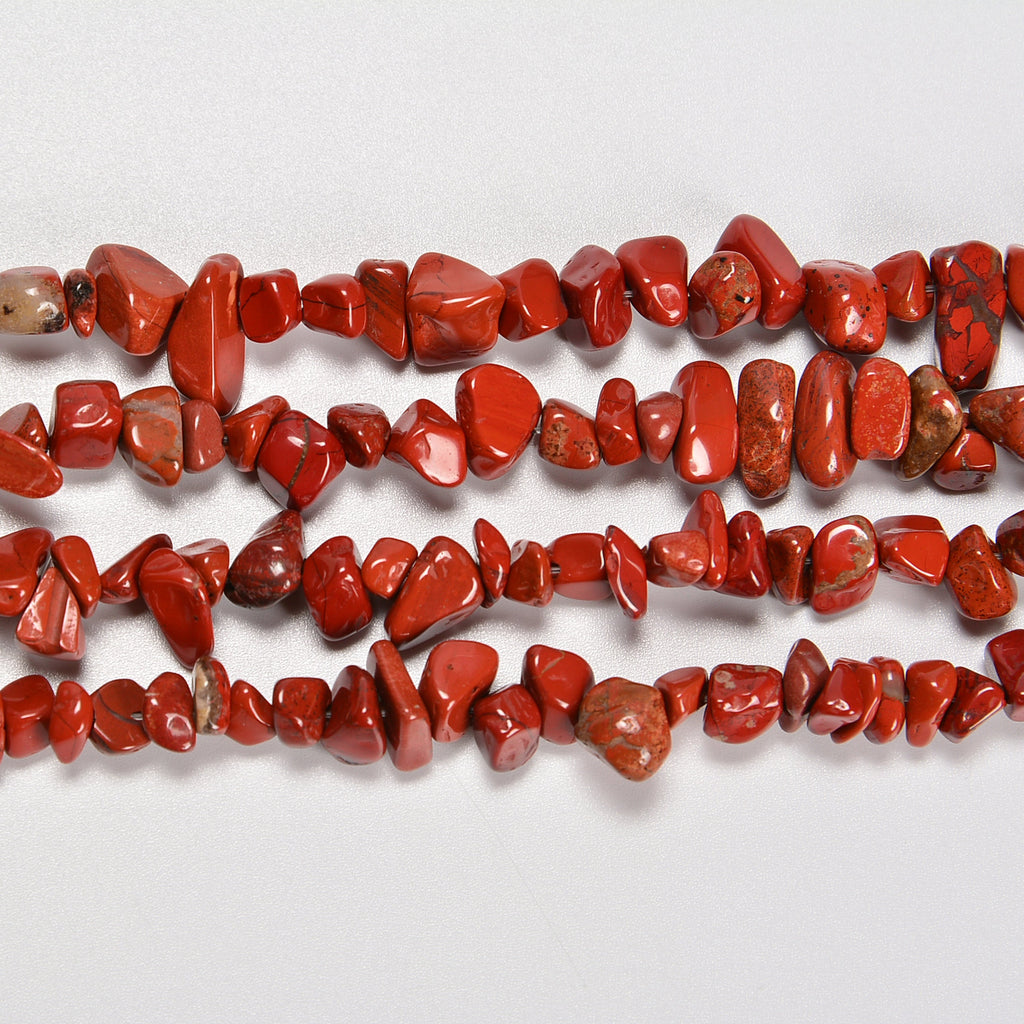 Red Jasper Smooth Loose Chips Beads 7-8mm - 34" Strand