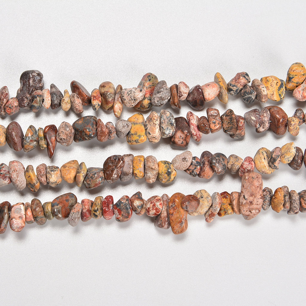 Red Leopard Skin Jasper Smooth Loose Chips Beads 7-8mm - 34" Strand