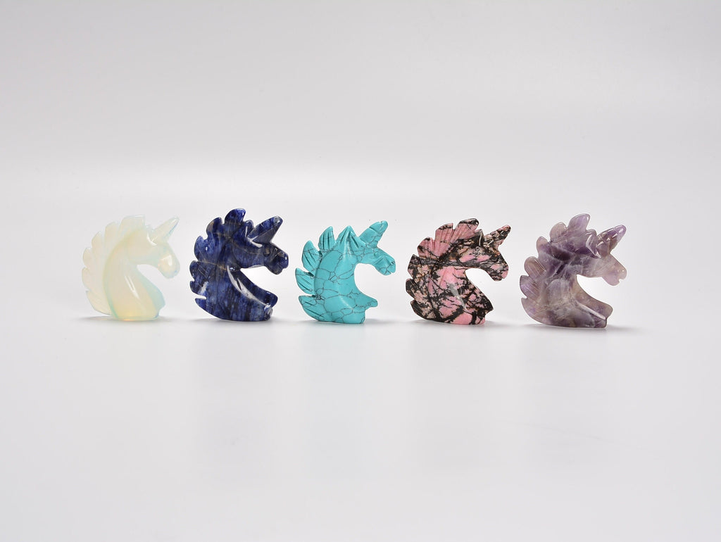 Unicorn Gemstones Crystal Carving Figurines 2 inches, Unicorn Healing Crystals, Natural Stone Hand Carved Unicorn Shaped