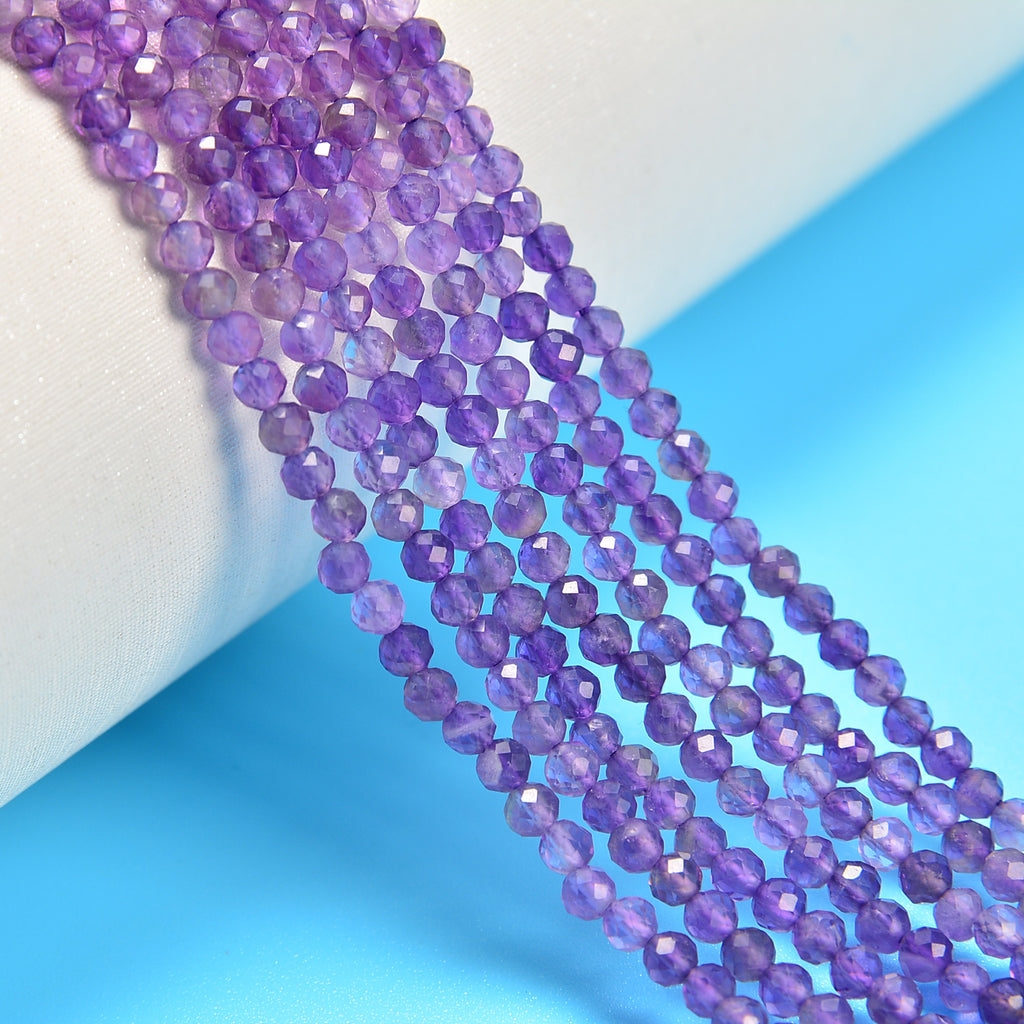 Amethyst Faceted Round Loose Beads 2mm-12mm - 15.5" Strand