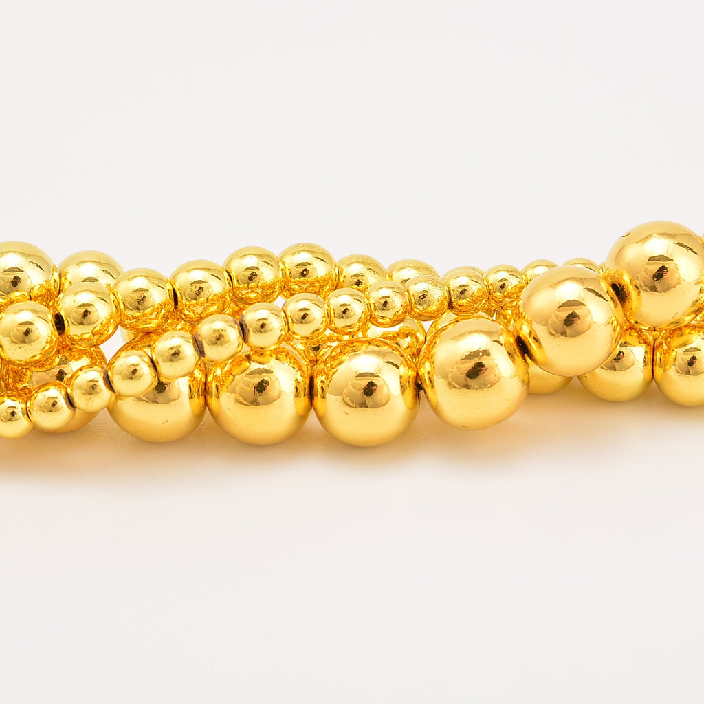 Titanium Gold Hematite Smooth Round Loose Beads 4mm-10mm - 15.5" Strand