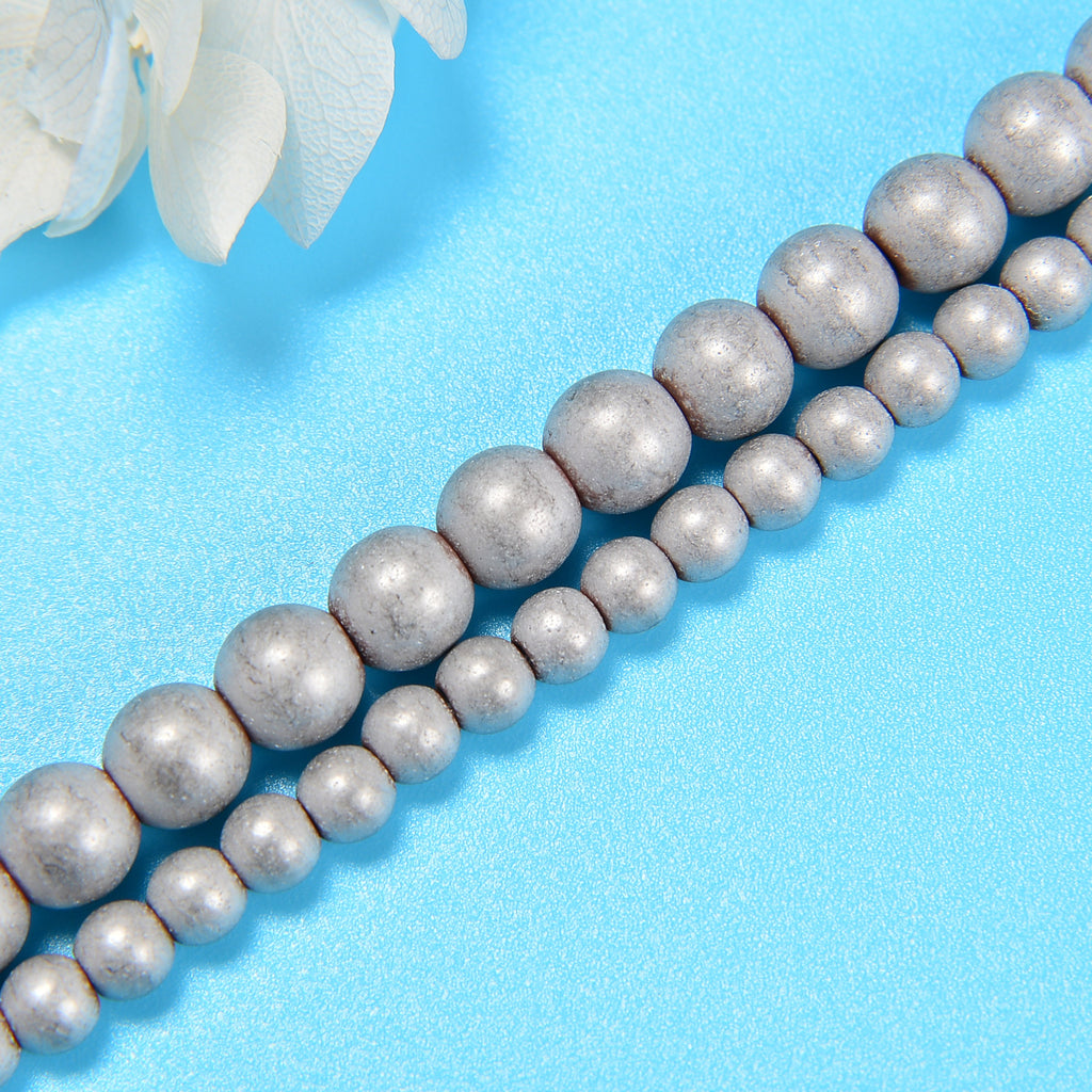 Silver Hematite Matte Round Loose Beads 4mm-10mm - 15.5" Strand