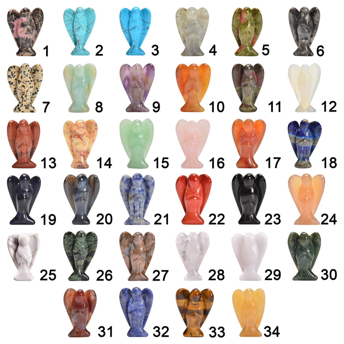 Angel Gemstones Crystal Carving Figurines 1.5 inches, Angel Healing Crystals, Natural Stone Hand Carved Angel Shaped