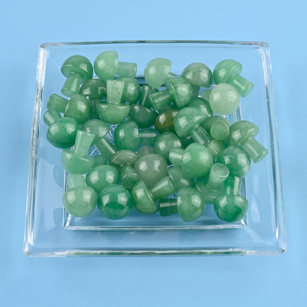 Green Aventurine Tiny Mushroom Gemstone Crystal Carving Figurine 20mm, Healing Crystal