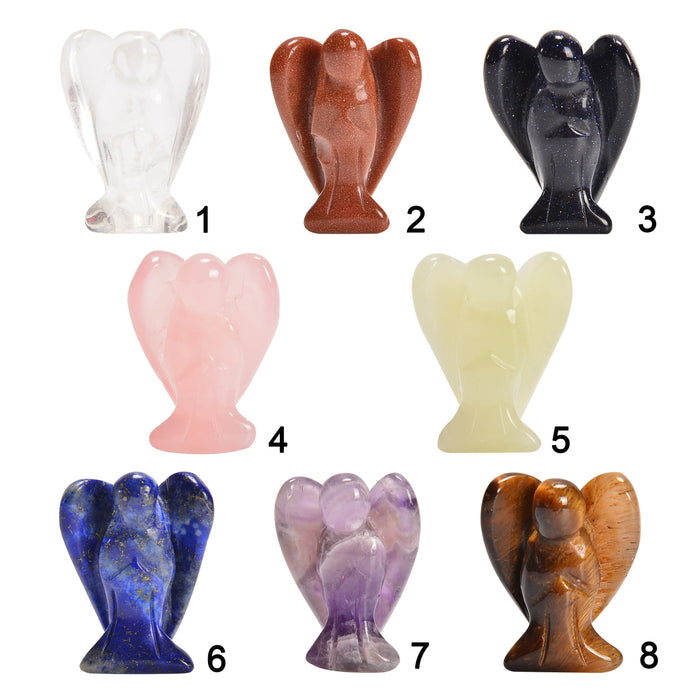 Angel Gemstones Crystal Carving Figurines 1 inch, Angel Healing Crystals, Natural Stone Hand Carved Angel Shaped
