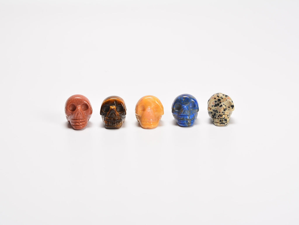 Skull Gemstones Crystal Carving Figurines 1 inch, Skull Healing Crystals, Natural Stone Hand Carved Skull Shaped