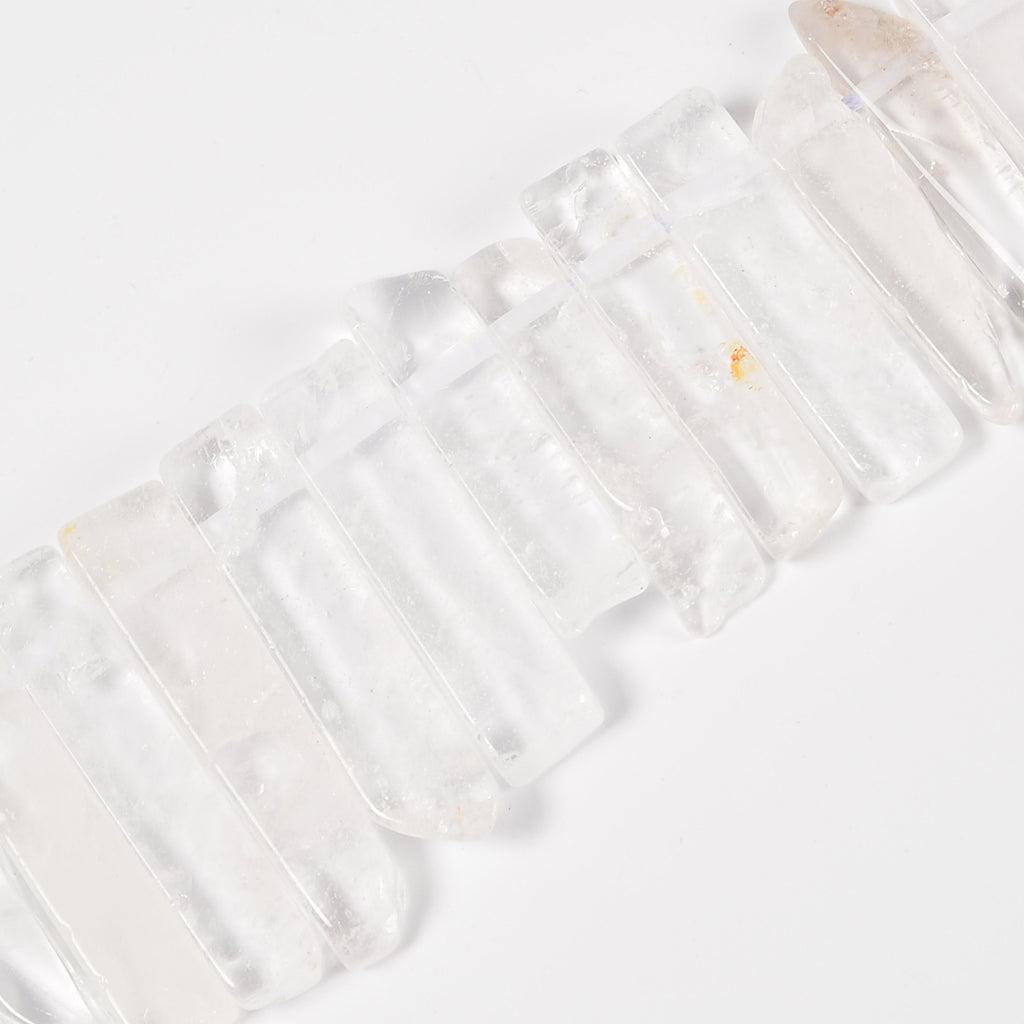 Clear Quartz Graduated Crystal Slice Stick Points Loose Beads 25-40mm - 15.5" Strand