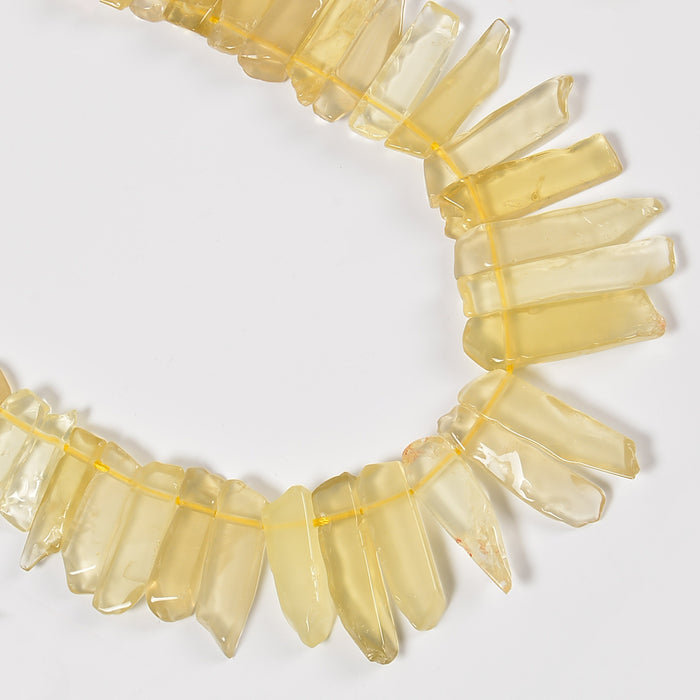 Lemon Quartz Graduated Crystal Slice Stick Points Loose Beads 25-40mm - 15.5" Strand