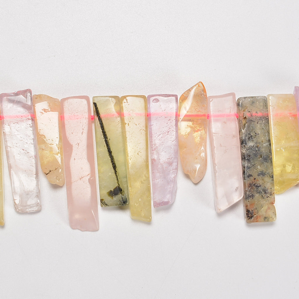 Mix Stone Graduated Crystal Slice Stick Points Loose Beads 25-40mm - 15.5" Strand