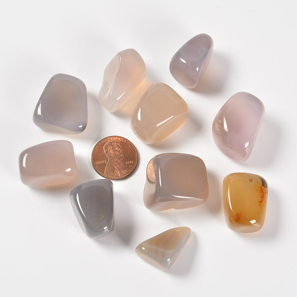 Gray Agate Tumbled Stones Gemstone Crystal 20-30mm, Healing Crystals, Medium Size Stones