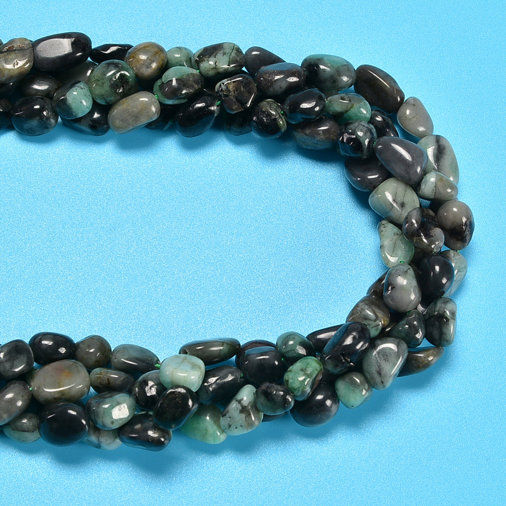 Emerald Smooth Pebble Nugget Loose Beads 8-12mm - 15" Strand