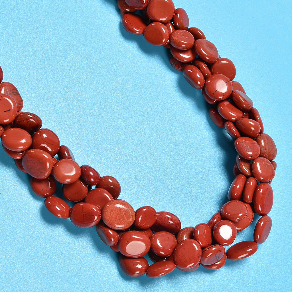Red Jasper Smooth Pebble Nugget Loose Beads 8-12mm - 15" Strand