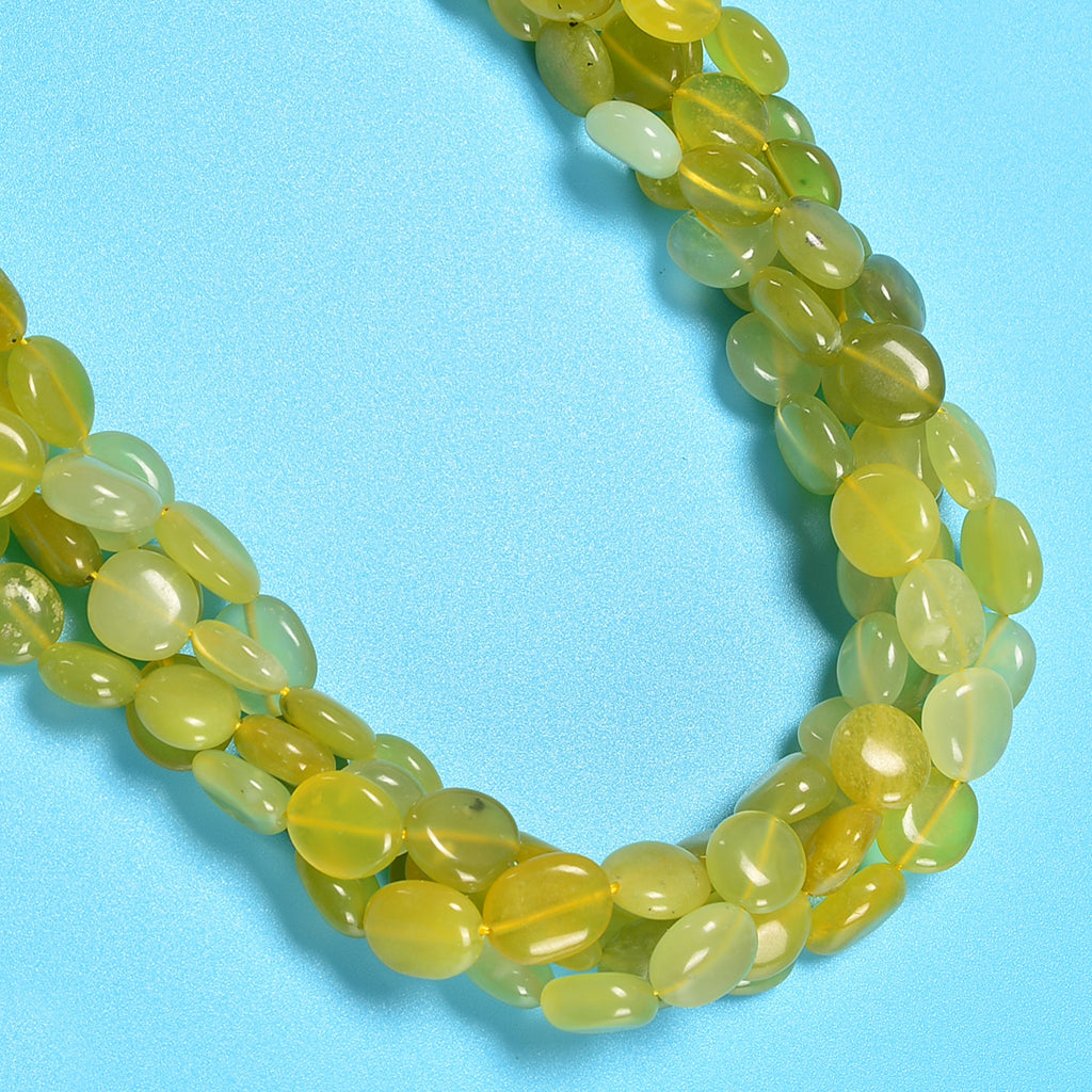 Natural Lemon Jade Smooth Pebble Nugget Loose Beads 8-12mm - 15" Strand