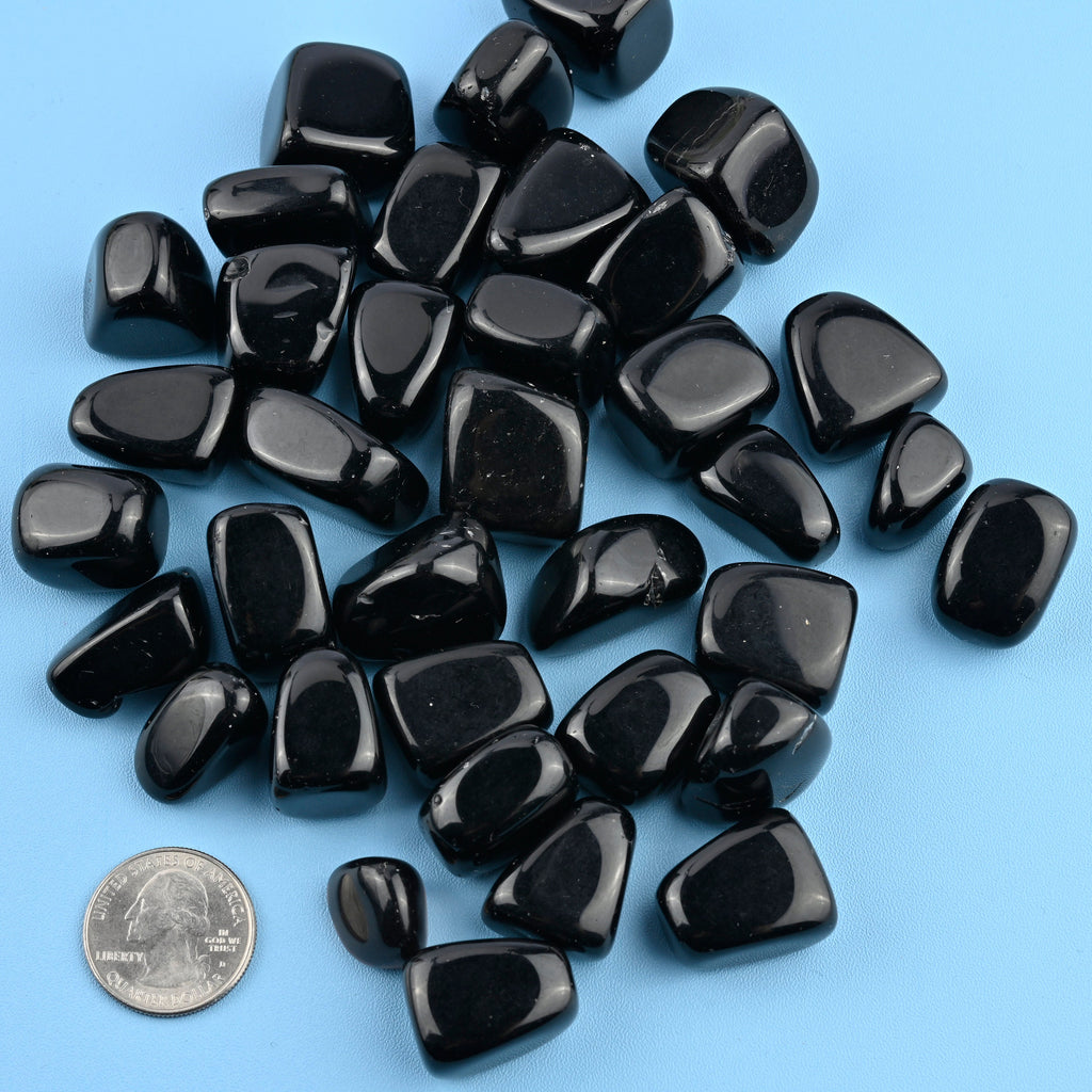 Black Obsidian Tumbled Stones Gemstone Crystal 20-30mm, Healing Crystals, Medium Size Stones