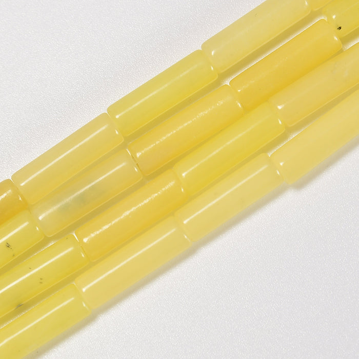 Lemon Jade Smooth Cylinder Tube Loose Beads 4x13mm - 15" Strand