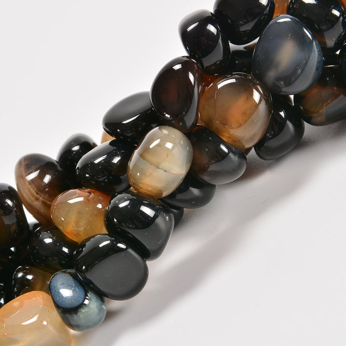 Fancy Stripe Agate Smooth Center Drilled Nugget Loose Beads 10-12mm - 15" Strand