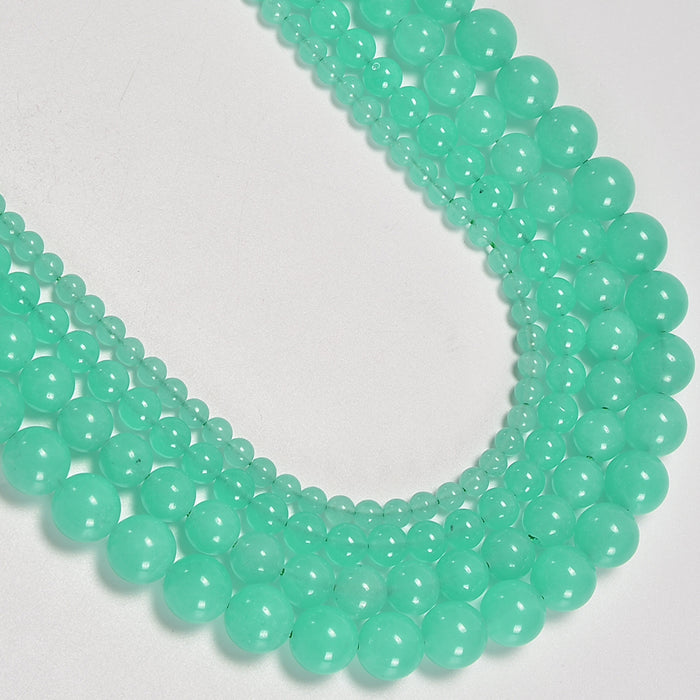 Teal Green Dyed Quartz Smooth Round Loose Beads 4mm-10mm - 15" Strand