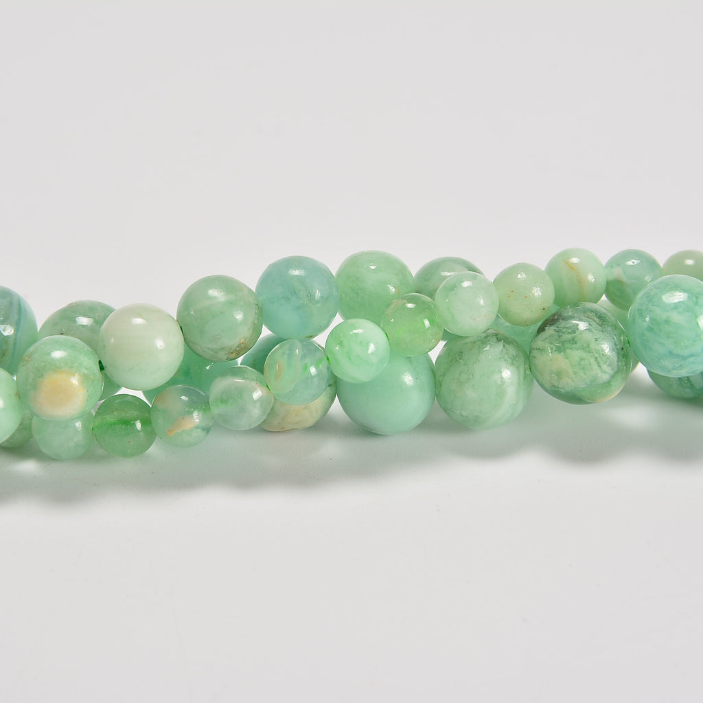 Natural Green Quartz Smooth Round Loose Beads 6mm-10mm - 15" Strand