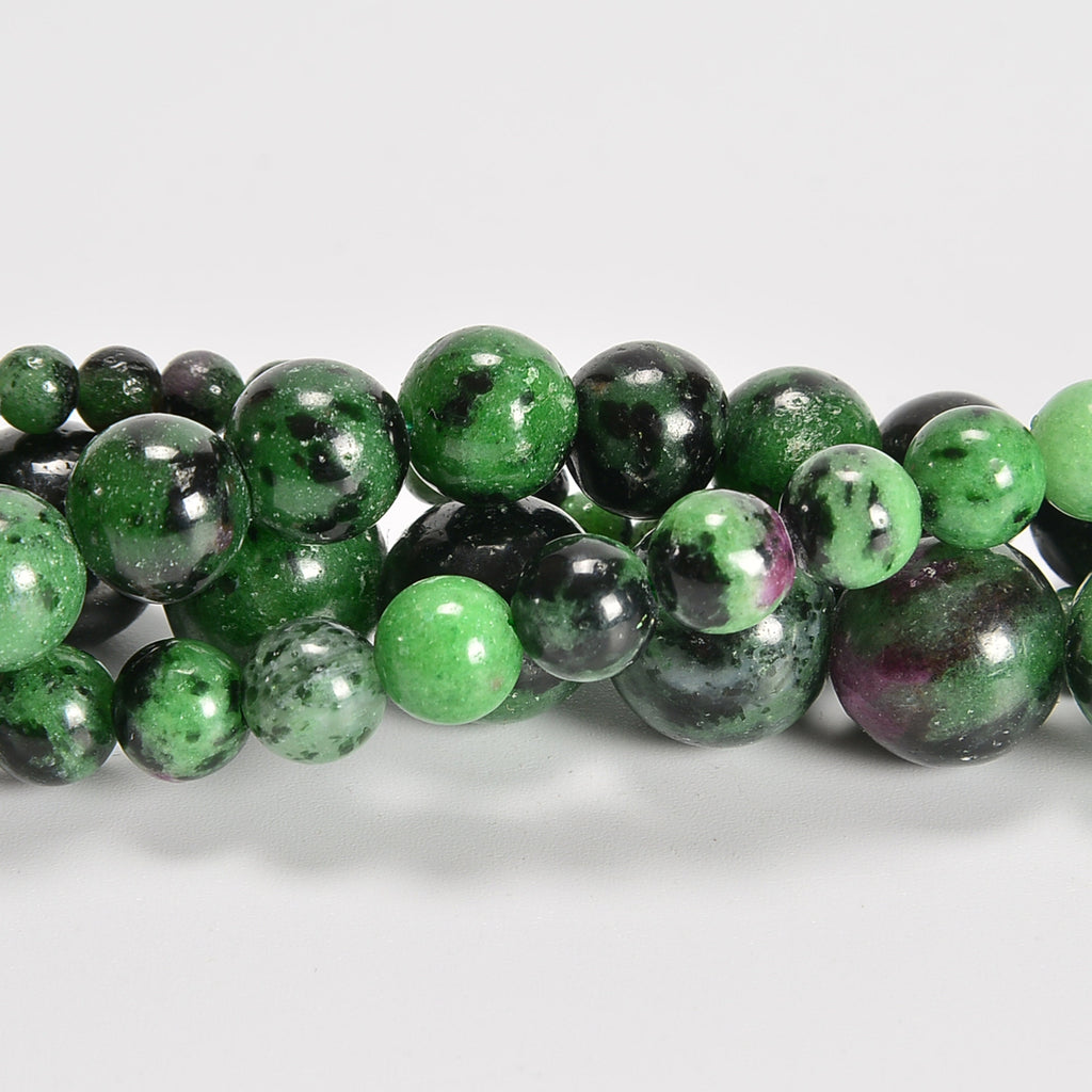 Ruby Zoisite / Anyolite Smooth Round Loose Beads 4mm-10mm - 15" Strand