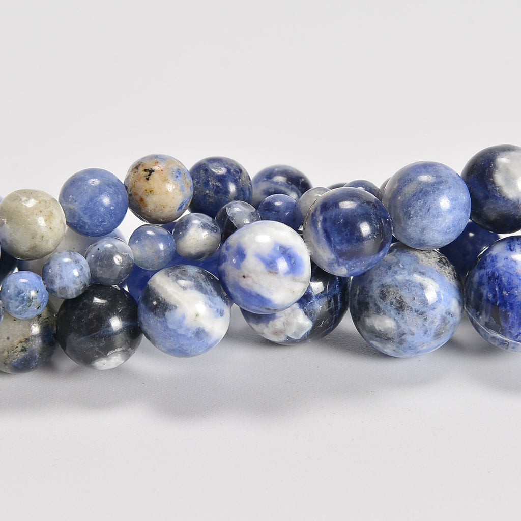 White Sodalite Smooth Round Loose Beads 4mm-10mm - 15" Strand