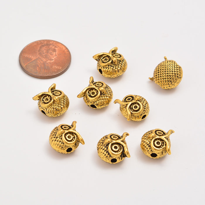 10mm Brass Owl Head Beads, Spacer Beads, Rondelle Bead Accents, Bead Accessories Jewelry Making DIY Bracelets Necklaces