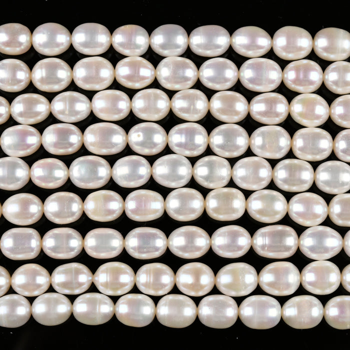 Fresh Water Pearl Rice Loose Beads 5x7mm, 6x9mm, 8x9mm - 15.5" Strand