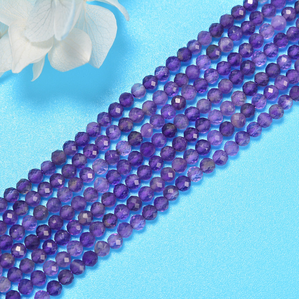 Amethyst Faceted Round Loose Beads 2mm-12mm - 15.5" Strand