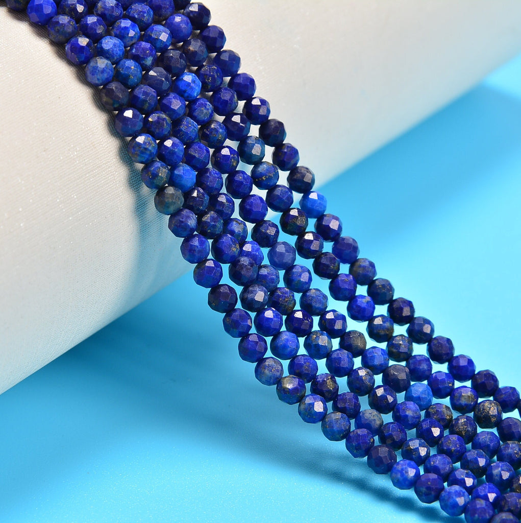 Natural Lapis / Blue Lapis Faceted Round Loose Beads 2mm-4mm - 15.5" Strand