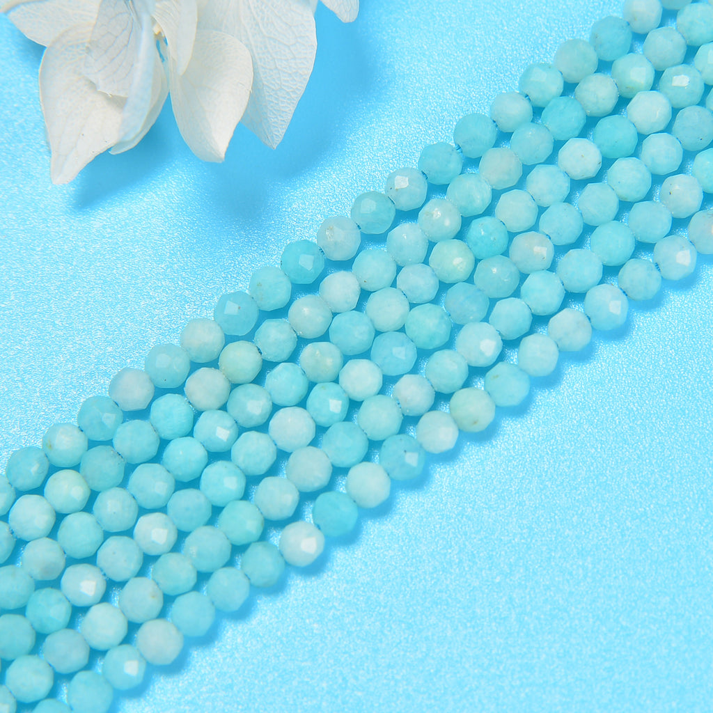 Green Amazonite Faceted Round Loose Beads 2mm-4mm - 15.5" Strand