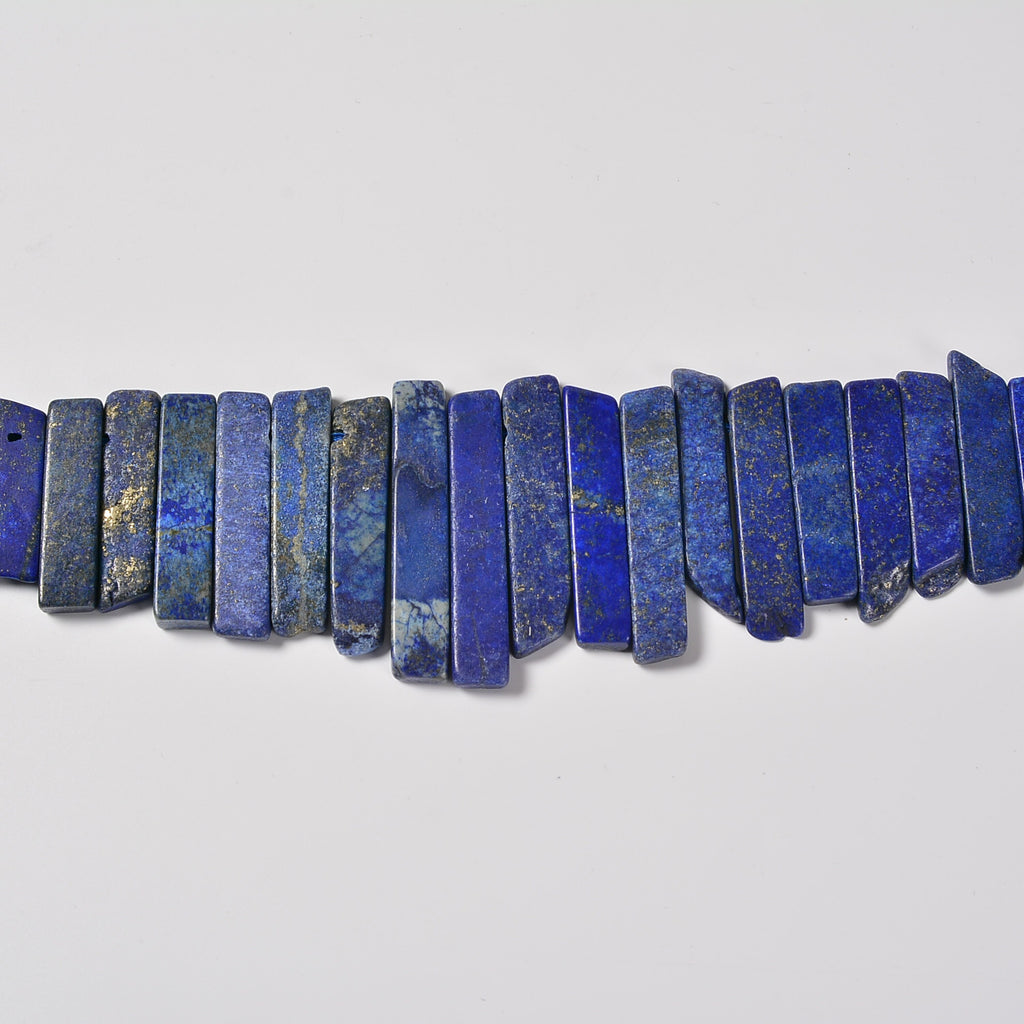 Lapis Graduated Crystal Slice Stick Points Loose Beads 25-40mm - 15.5" Strand
