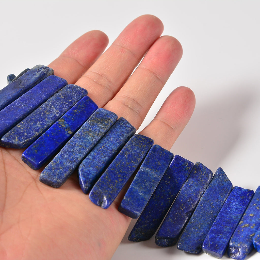Lapis Graduated Crystal Slice Stick Points Loose Beads 25-40mm - 15.5" Strand
