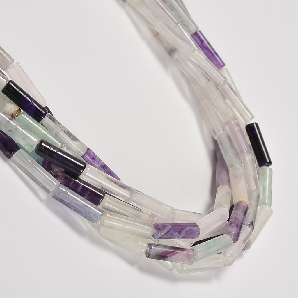 Fluorite Smooth Cylinder Tube Loose Beads 4x13mm - 15" Strand