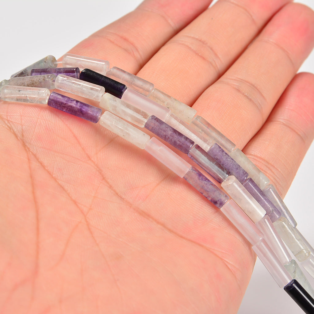 Fluorite Smooth Cylinder Tube Loose Beads 4x13mm - 15" Strand