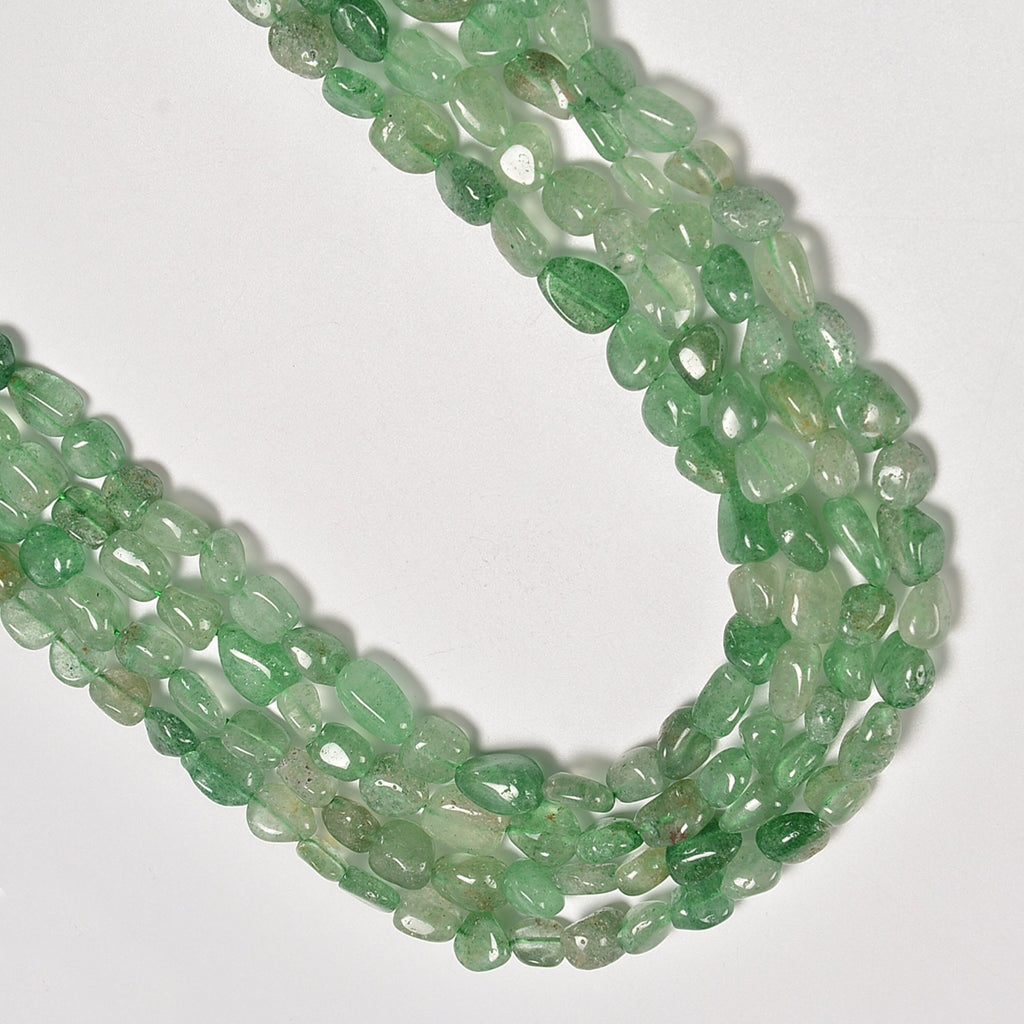 Green Strawberry Quartz Smooth Pebble Nugget Loose Beads 6-8mm, 8-12mm - 15" Strand