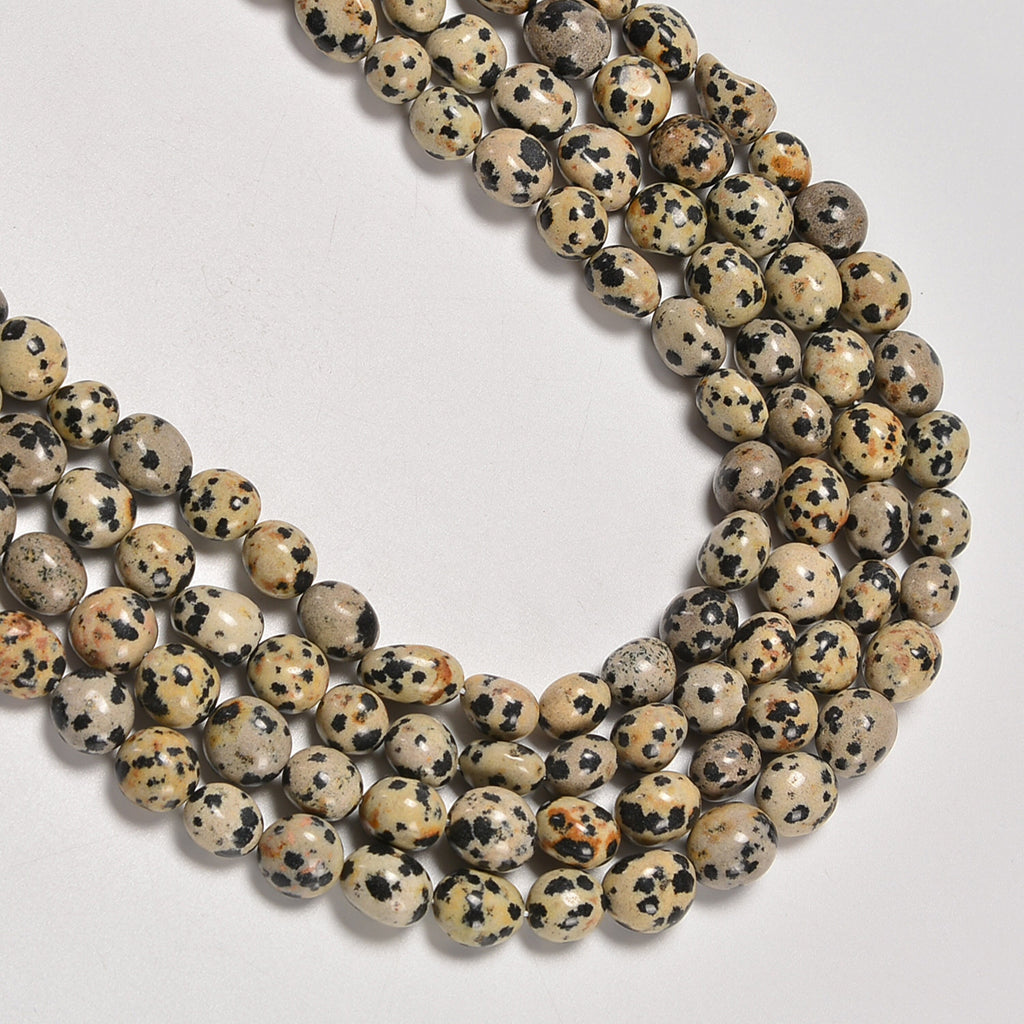 Dalmatian Jasper Smooth Pebble Nugget Loose Beads 8-12mm - 15" Strand