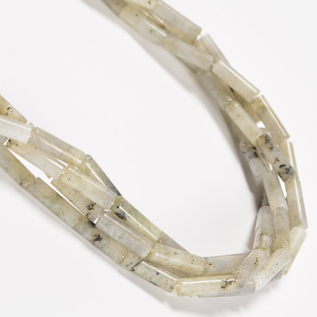White Labradorite Smooth Cylinder Tube Loose Beads 4x13mm - 15" Strand