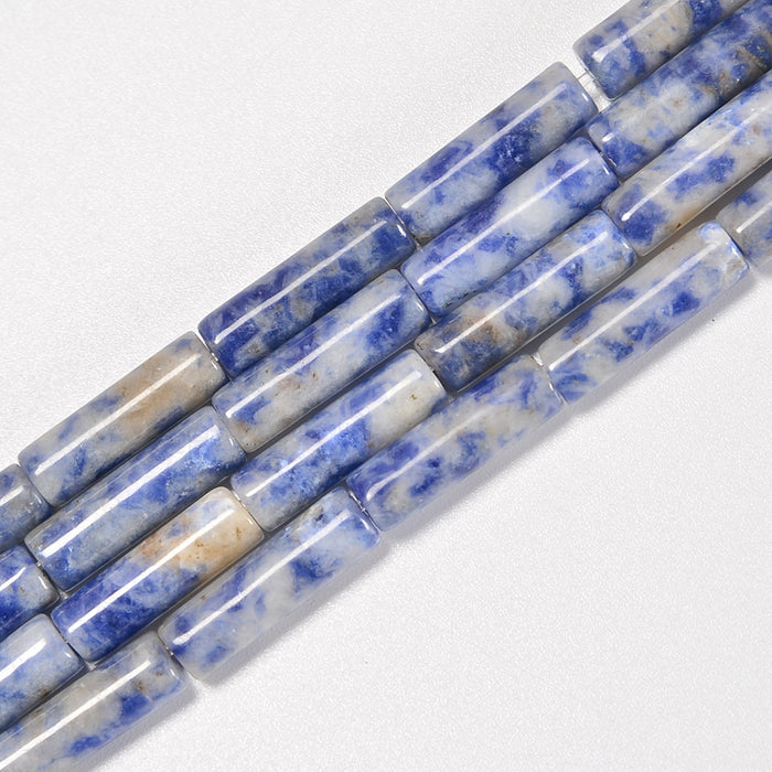 Blue Spot Jasper Smooth Cylinder Tube Loose Beads 4x13mm - 15" Strand
