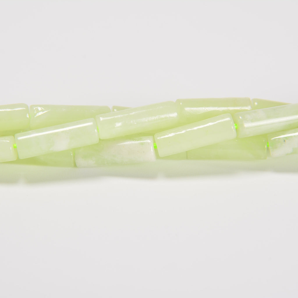 Light Green Jade Smooth Cylinder Tube Loose Beads 4x13mm - 15" Strand