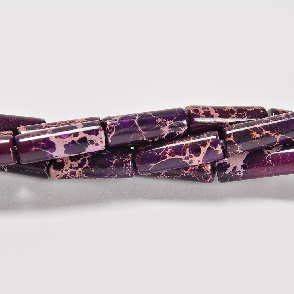 Dark Purple Sea Sediment Imperial Jasper Smooth Cylinder Tube Loose Beads 4x13mm - 15" Strand