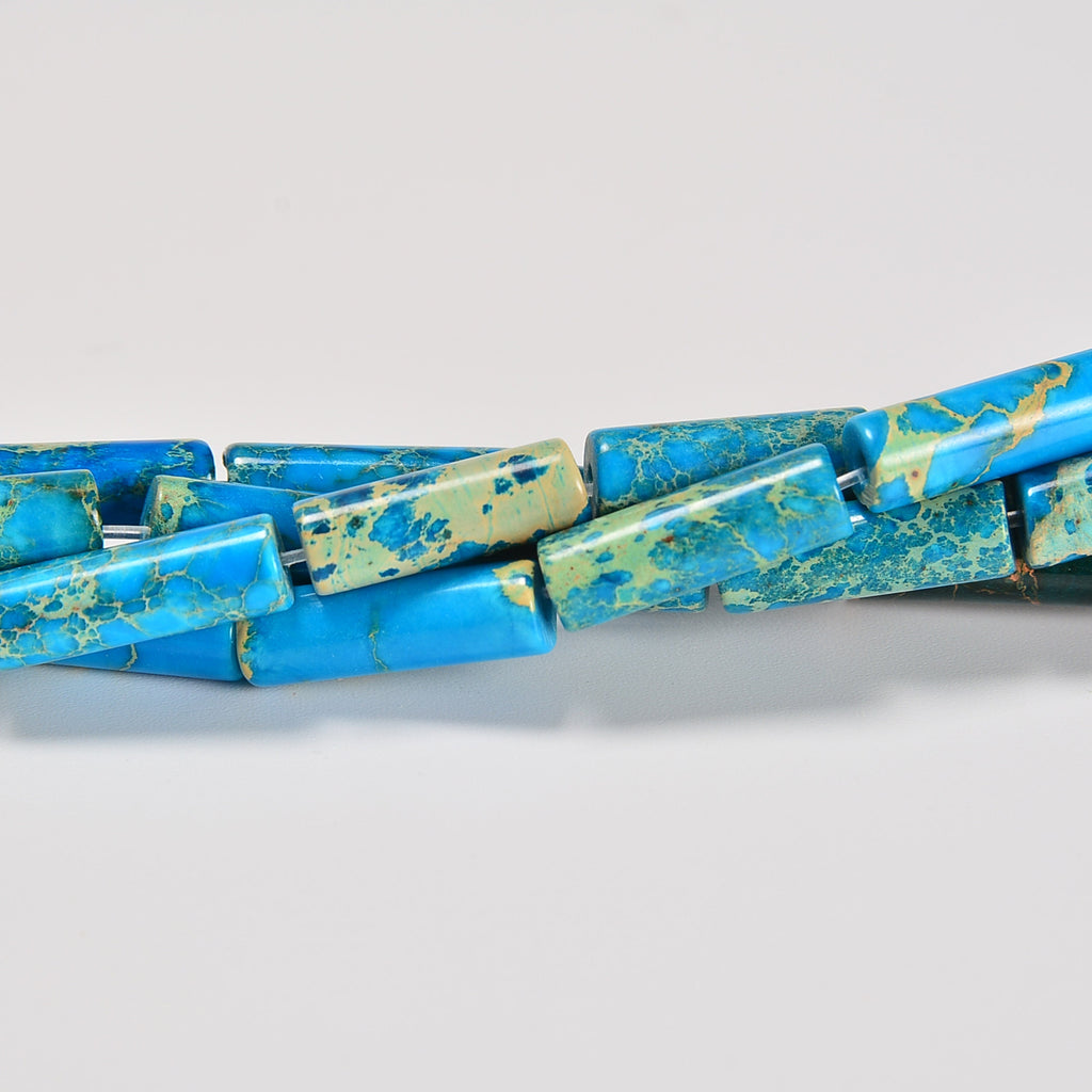 Light Blue Sea Sediment Imperial Jasper Smooth Cylinder Tube Loose Beads 4x13mm - 15" Strand
