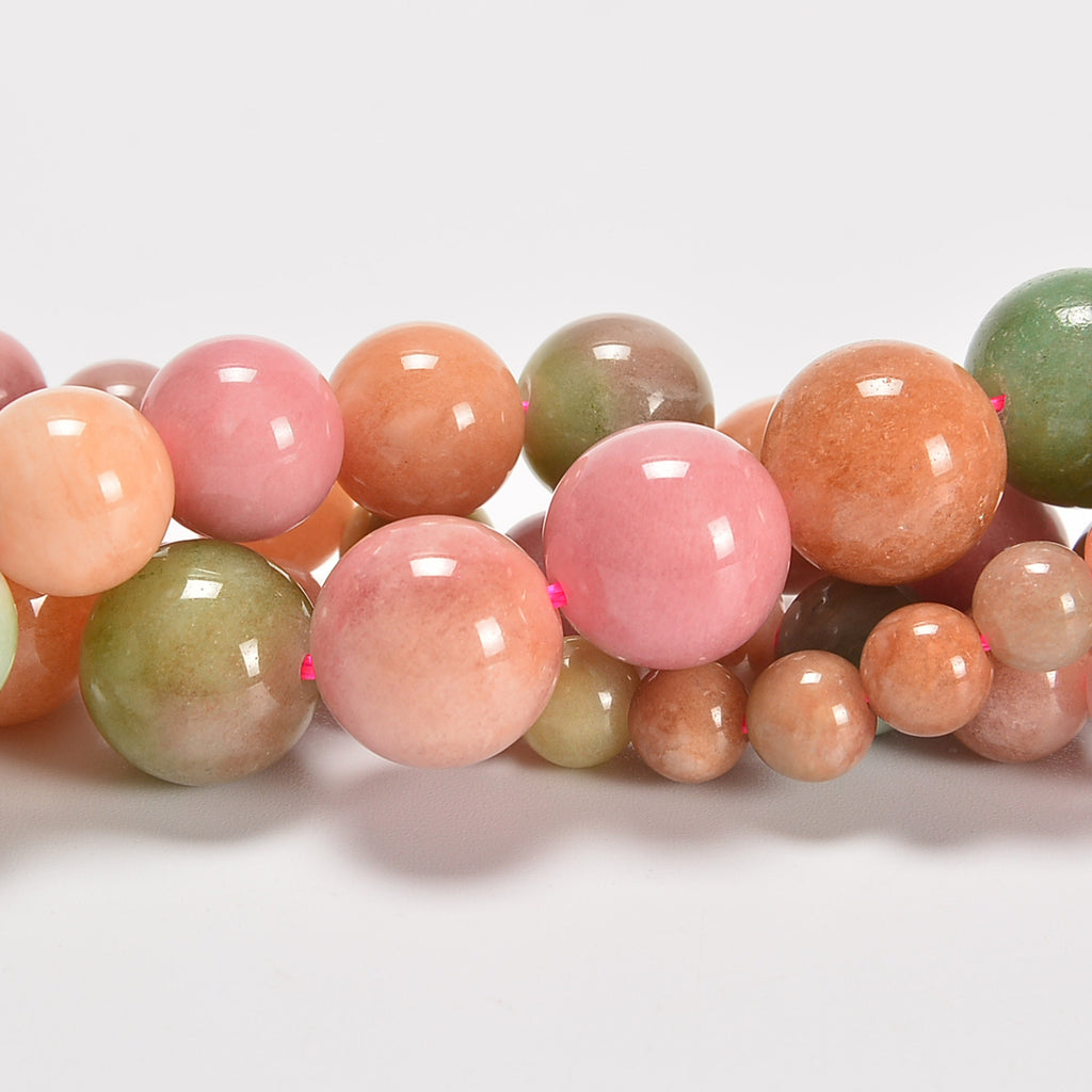 Yan Yuan Dyed Jade Smooth Round Loose Beads 6mm-12mm - 15" Strand