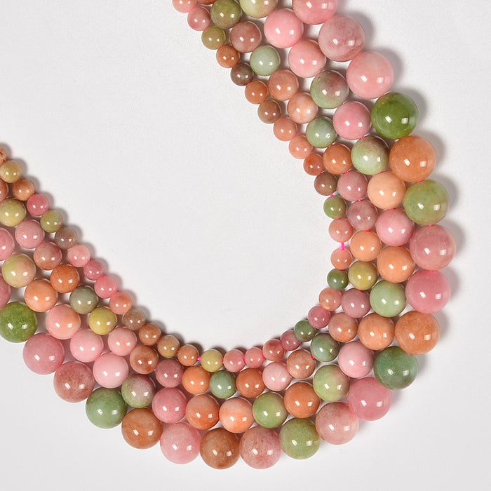 Yan Yuan Dyed Jade Smooth Round Loose Beads 6mm-12mm - 15" Strand
