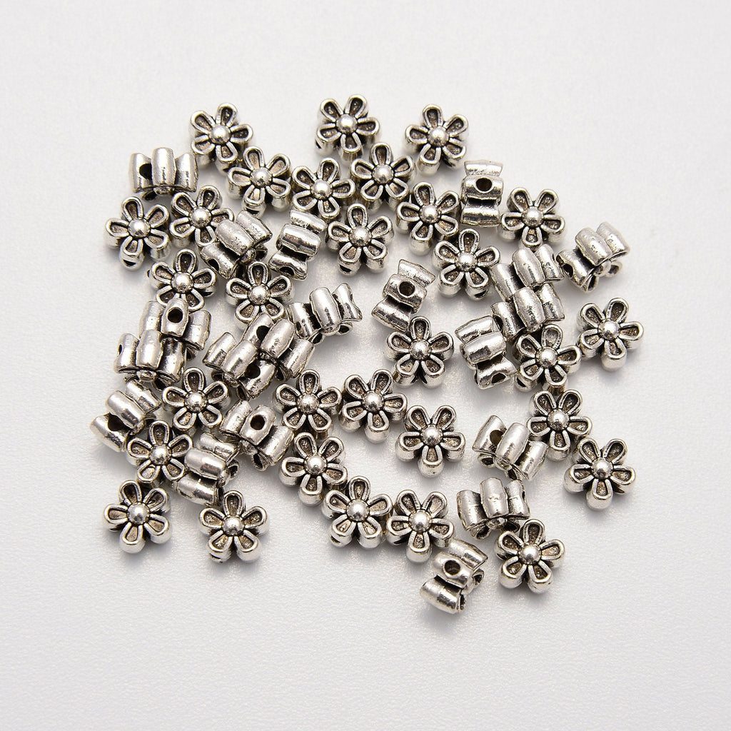 6mm Silver Daisy Flower Beads, Spacer Beads, Rondelle Bead Accents, Bead Accessories Jewelry Making DIY Bracelets Necklaces