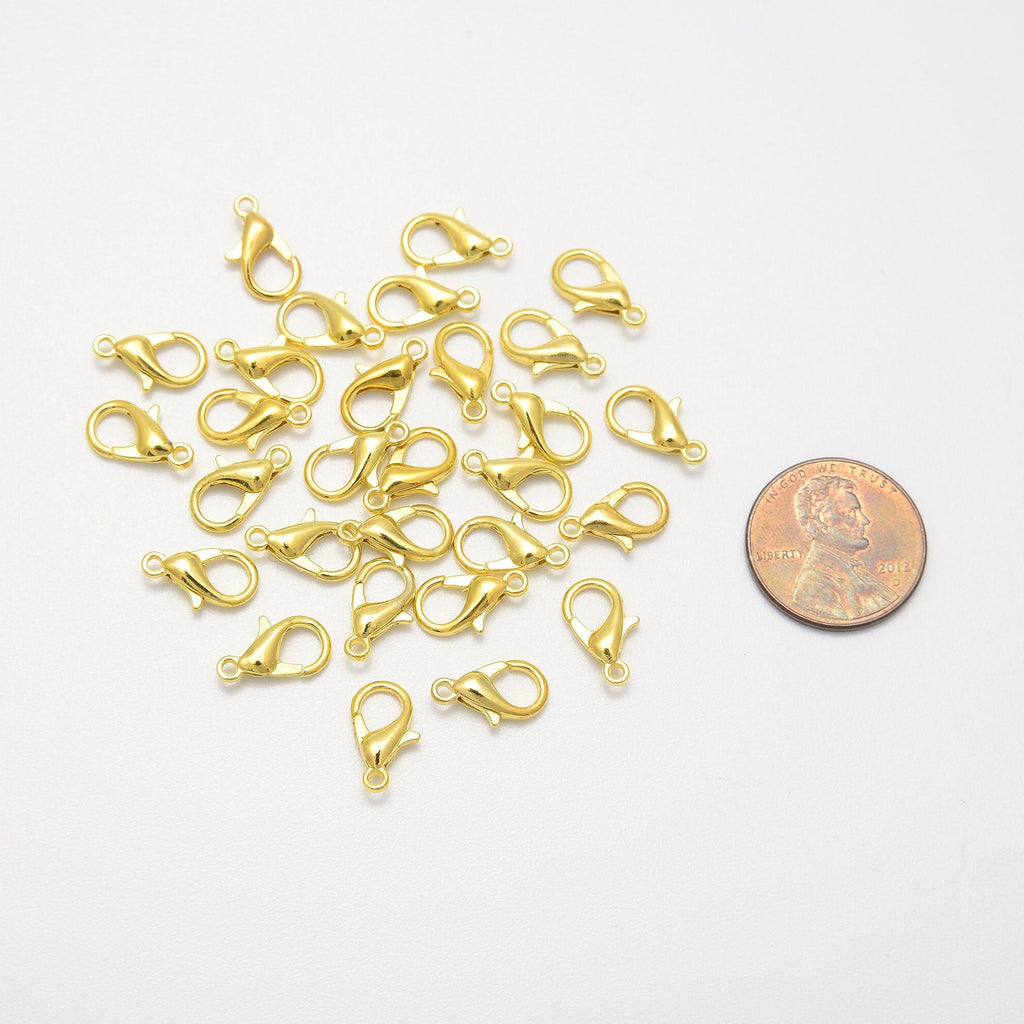 10mm-15mm Gold Lobster Clasp Clip for Chains, Spacer Beads, Rondelle Bead Accents, Bead Accessories Jewelry Making DIY Bracelets Necklaces