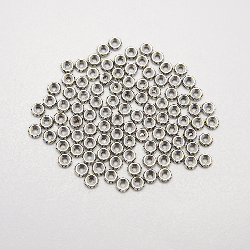 4.5mm Silver Donut Wheel Beads, Spacer Beads, Rondelle Bead Accents, Bead Accessories Jewelry Making DIY Bracelets Necklaces