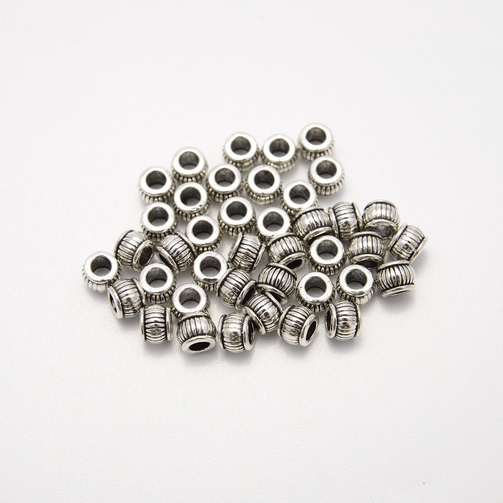 6mm Silver Corrugated Tire Wheel Beads, Spacer Beads, Rondelle Bead Accents, Bead Accessories Jewelry Making DIY Bracelets Necklaces