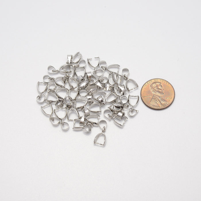 15mm Silver Pinch Bails Pendant Clips, Spacer Beads, Rondelle Bead Accents, Bead Accessories Jewelry Making DIY Bracelets Necklaces