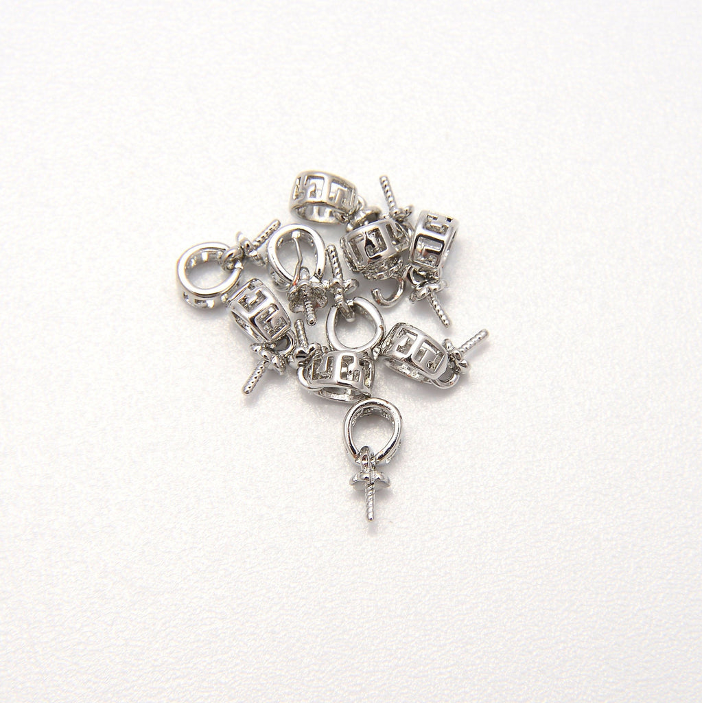 Silver Peg Bail Bead Cap Secure Screw Eye Pin, Spacer Beads, Rondelle Bead Accents, Bead Accessories Jewelry Making DIY Bracelets Necklaces